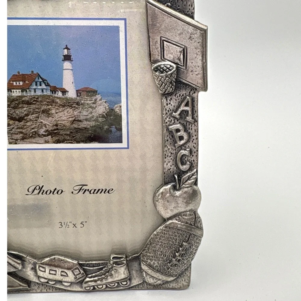 Perfect Grandson Photo Frame 3.5x5 Silver Pewter Style Sports School Vintage